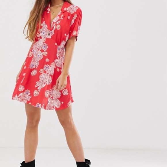 Free People Blue Hawaii Floral Mini Dress - Picture 8 of 8